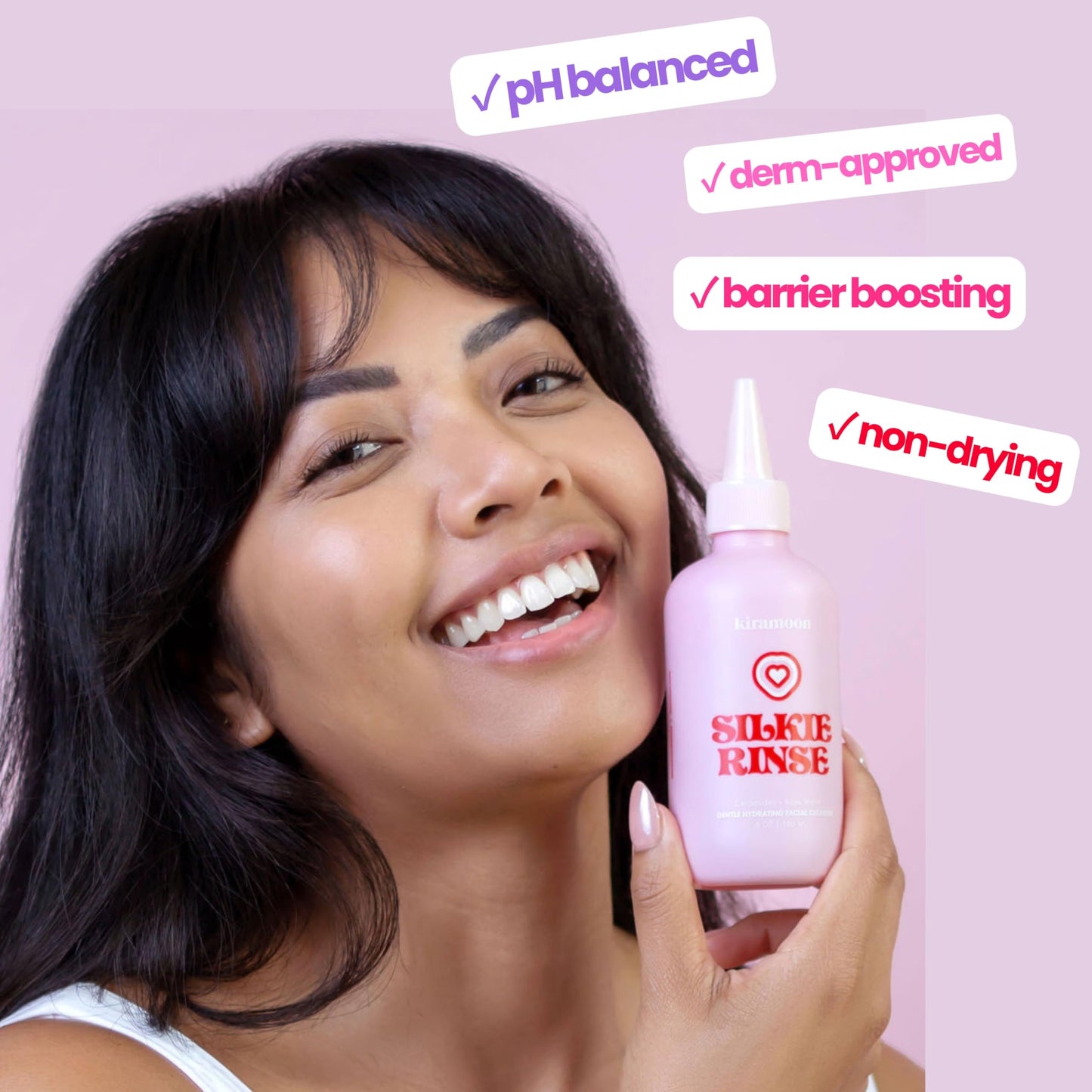 Kiramoon Face Wash Silkie Rinse Hydrating Gentle Face Cleanser for Dry or Sensitive Skin - Hydrating Makeup Remover & Face Wash