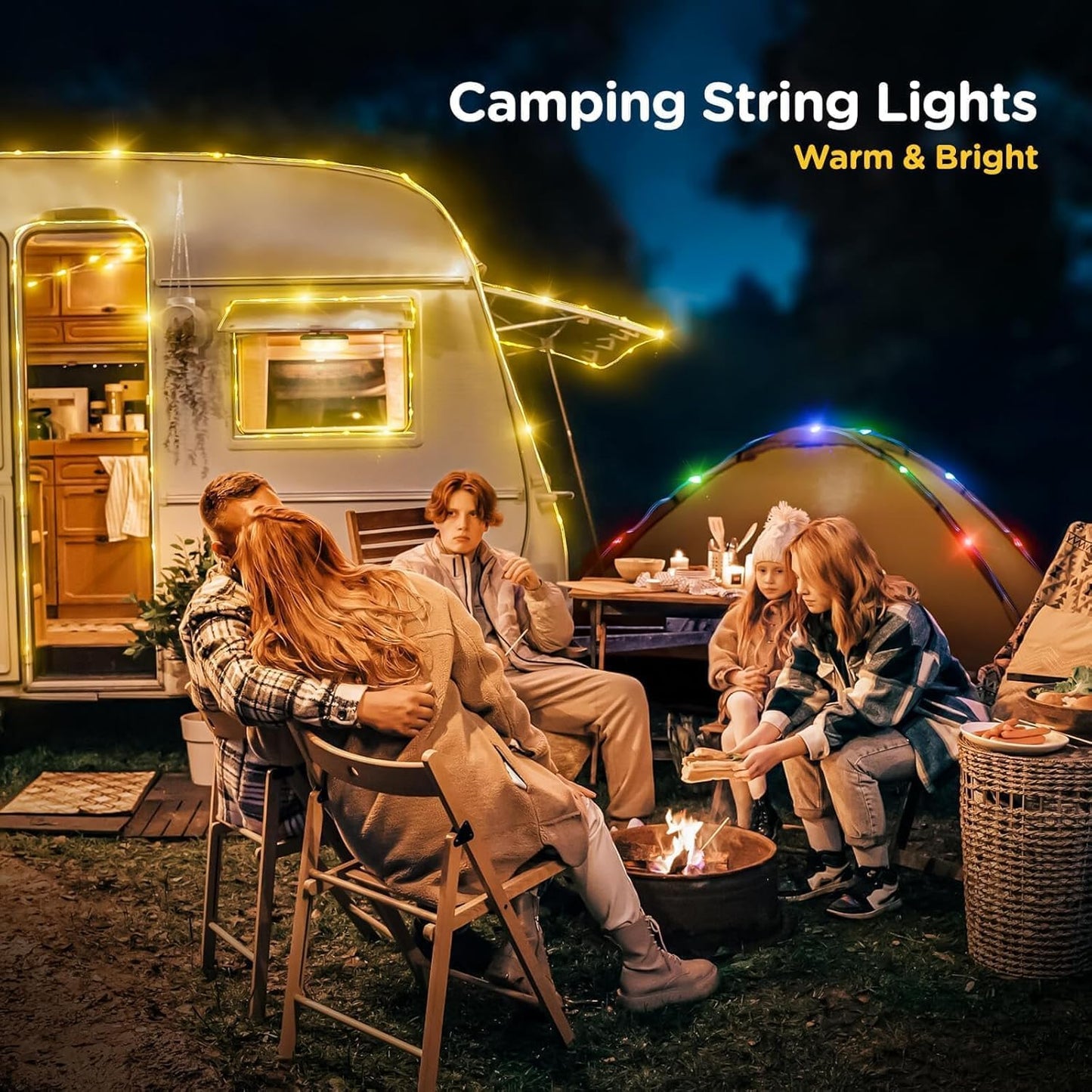 Camping String Lights Rechargeable Allspark 4 In 1 Quick Storage 32.8Ft Outdoor String Lights With 8 Lighting Modes Portable Led Fairy Lights For Christmas Decor Patio Tents Garden Party Holiday Gift