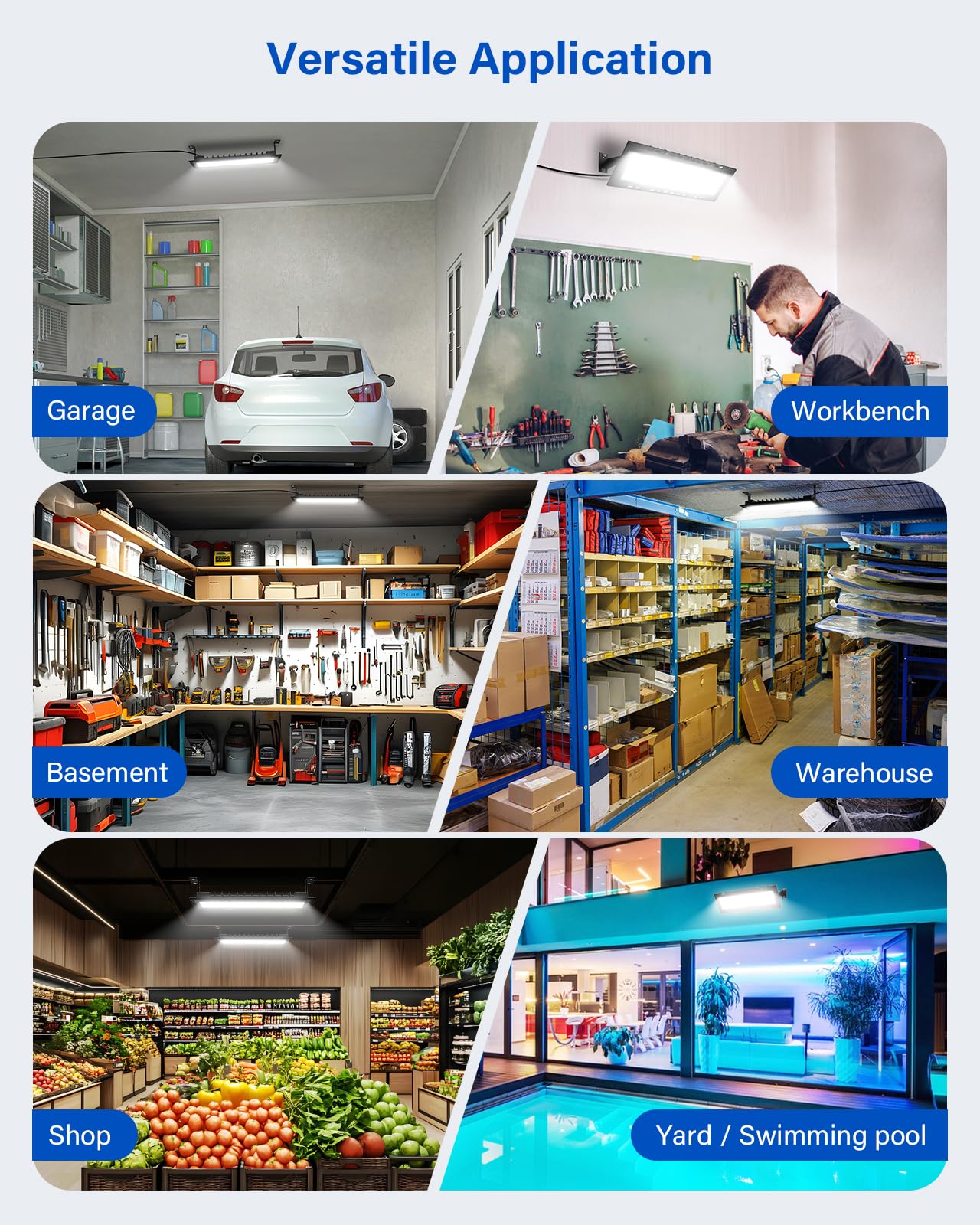 120W Led Shop Lights With Remote  5Ft Power Cord And Us Three-Prong Plug  18000Lm 6000K  Aluminum Garage Lighting  Ip65 Waterproof  Plug & Play For Warehouse  Workshop  Basement  2Pcs