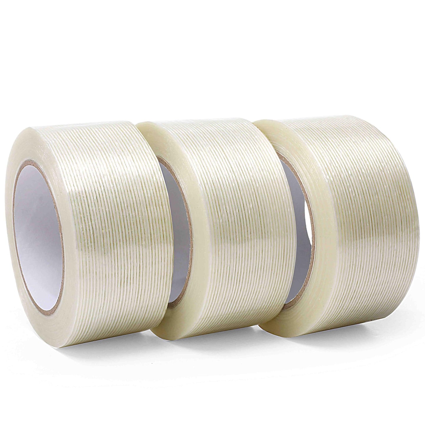 Valley'sYuMiao 3Pack, Mono Filament Strapping Tape, 2in×35yds, 105yds Total, Fiberglass Reinforced Packing, Heavy Duty Wearproof Tape, Extra Thickness 5.5 mils