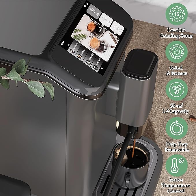 Fully Automatic Espresso Machine with Milk Frother Model with Automatic Milk Foam & TFT Display, Built-In Grinder, Ideal for Home & Office Use