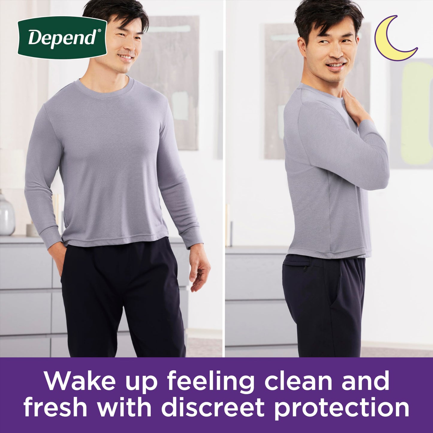 Depend Night Defense Adult Diapers, Incontinence Underwear for Men, Disposable, Overnight, Extra-Large, Grey, 48 Count (4 Packs of 12), Packaging May Vary