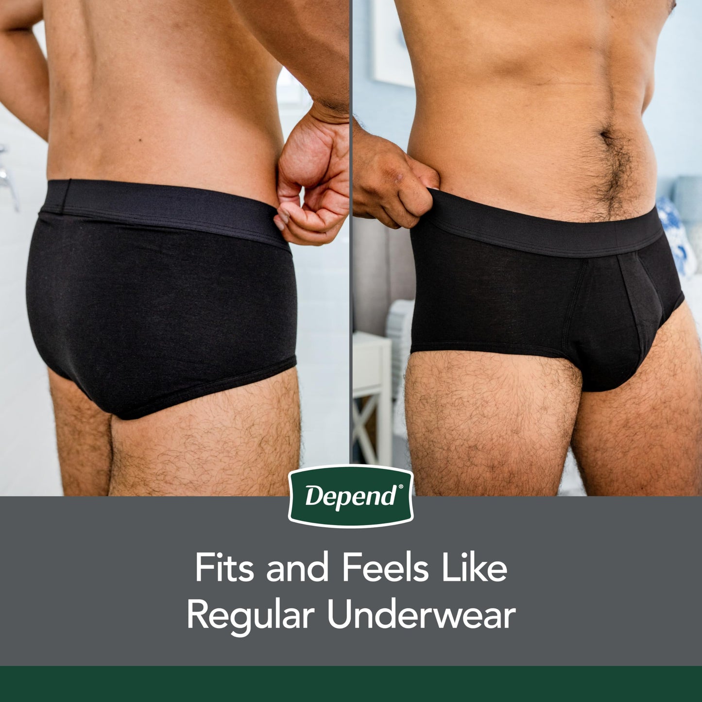 Depend Washable Adult Incontinence Underwear for Men, Reusable, Light Absorbency, XL, Black, 1 Count