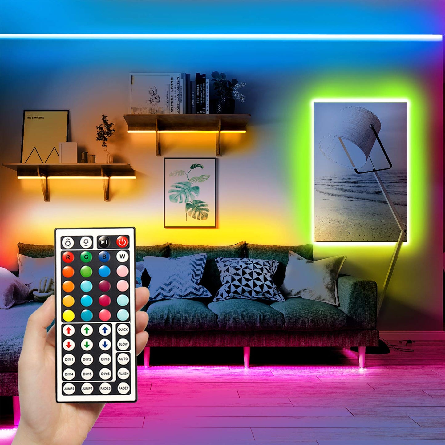 DAYBETTER LED Remote Controller 44 Key, Dimmer for 12-24V LED Strip Lights, Model DRF-0362-W, Plastic, 4 Pin Output