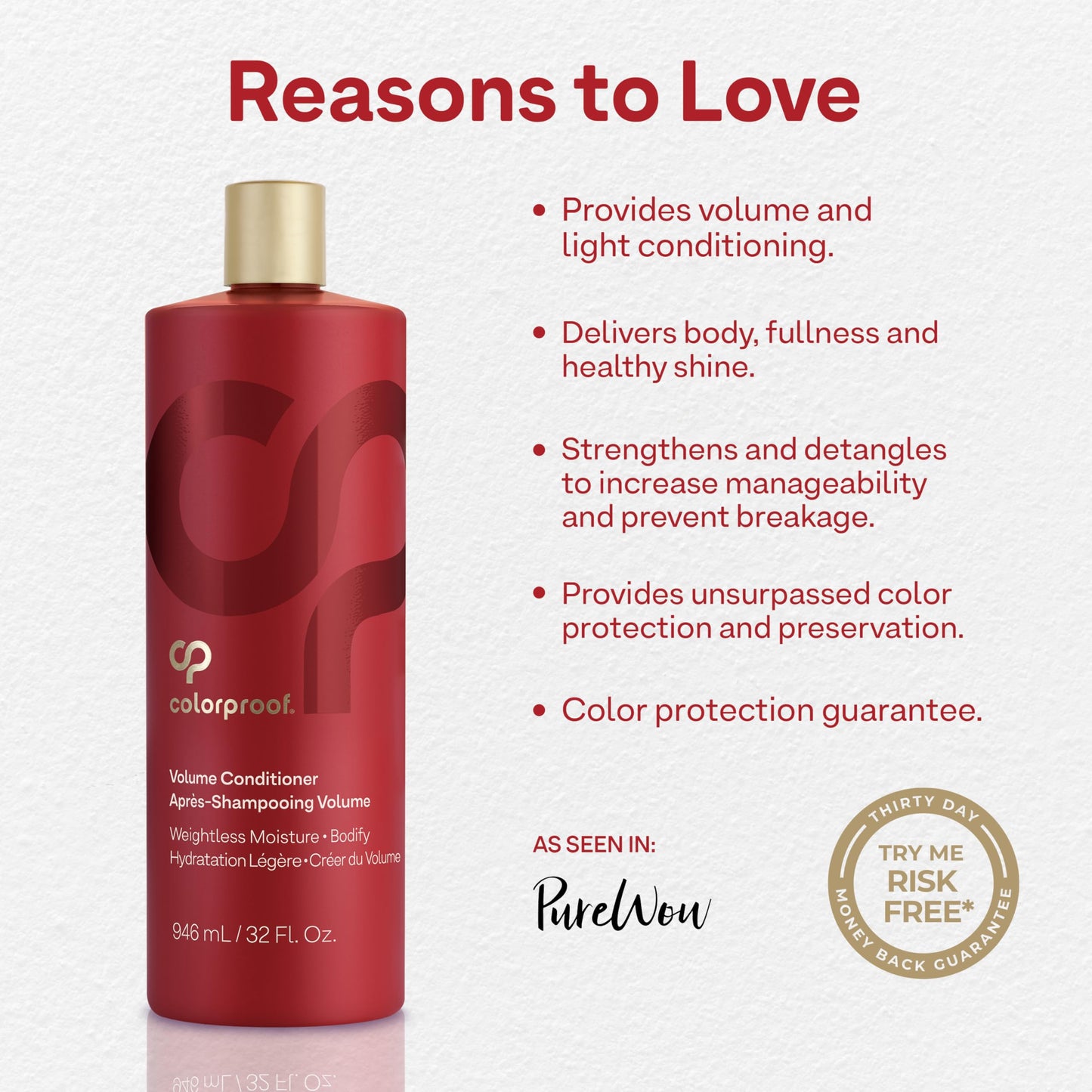 Colorproof Volume Conditioner for Women 32 Fl. Oz. Volume Conditioner, White Nectarine Scent, Sulfate Free Conditioner