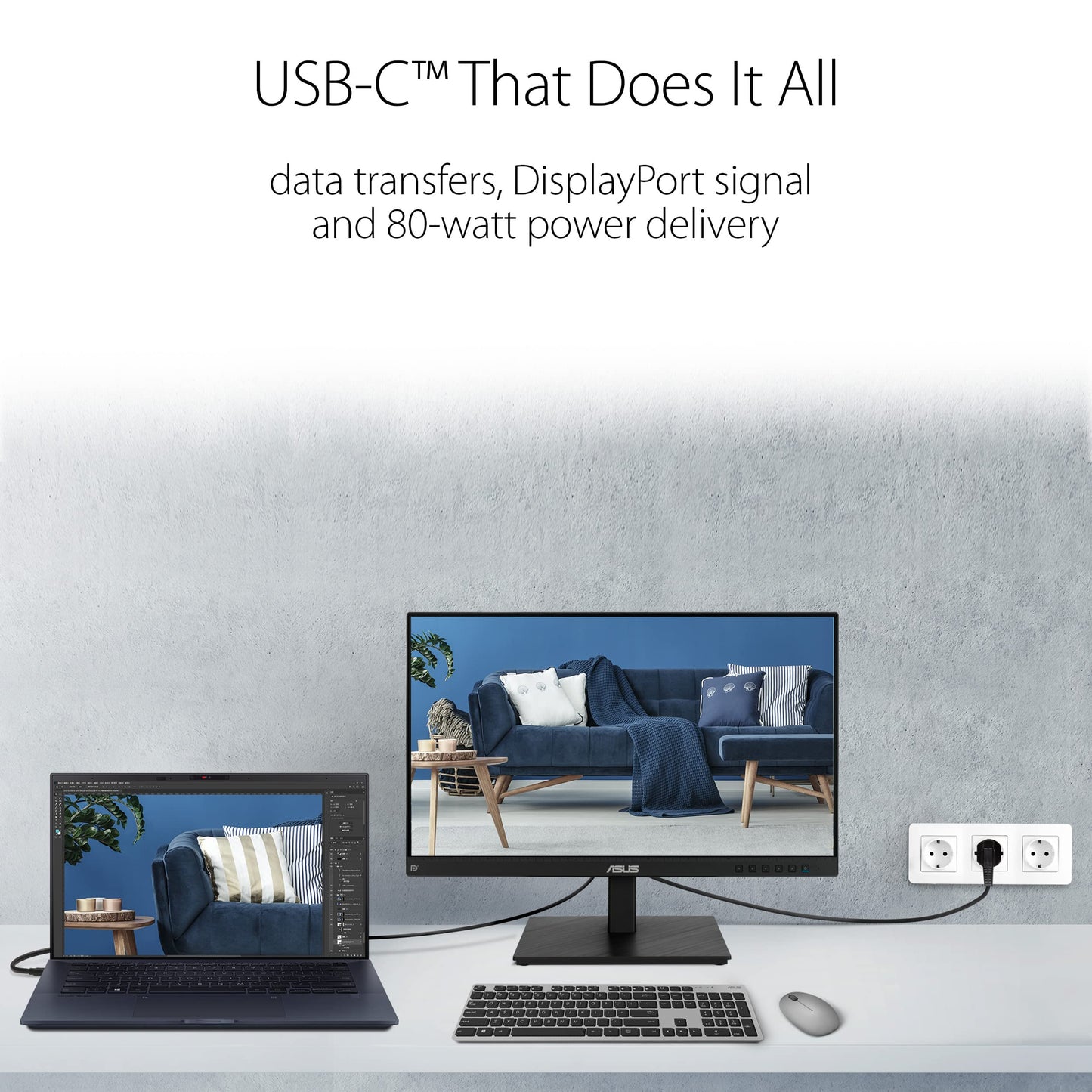 Asus 24 1080P Multi-Touch Monitor (Be24Ecsbt) - Full Hd, Ips, 10-Point Touch, Ips, Eye Care, Usb-C With Power Delivery, Hdmi, Di