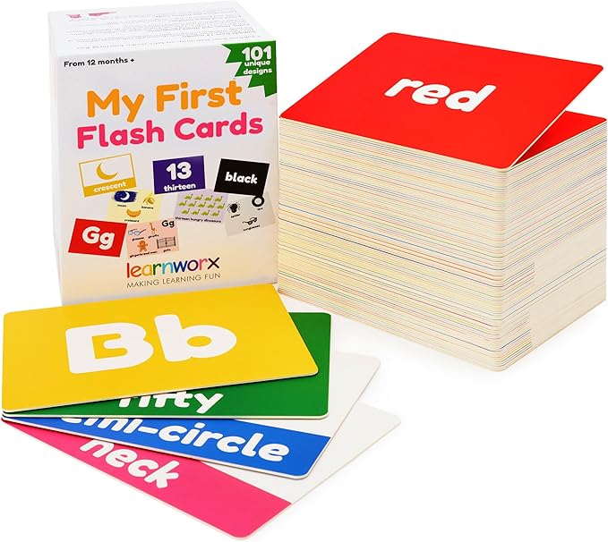 Toddler Learning Flash Cards | Kids Letter Number Alphabet Animal Color Words Flashcards | Large Cards Ideal for Preschool Kindergarden Pre K Educational | Flashcards 12 Months - 5 Years