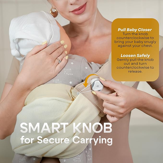 Baby Sling Carrier 8-30 lbs, Newborn Nursing, Toddler Carrier with Safety Buckle, Knob Tech Baby Closer, Adjustable Shoulder Strap, Portable and Lightweight (Gray)