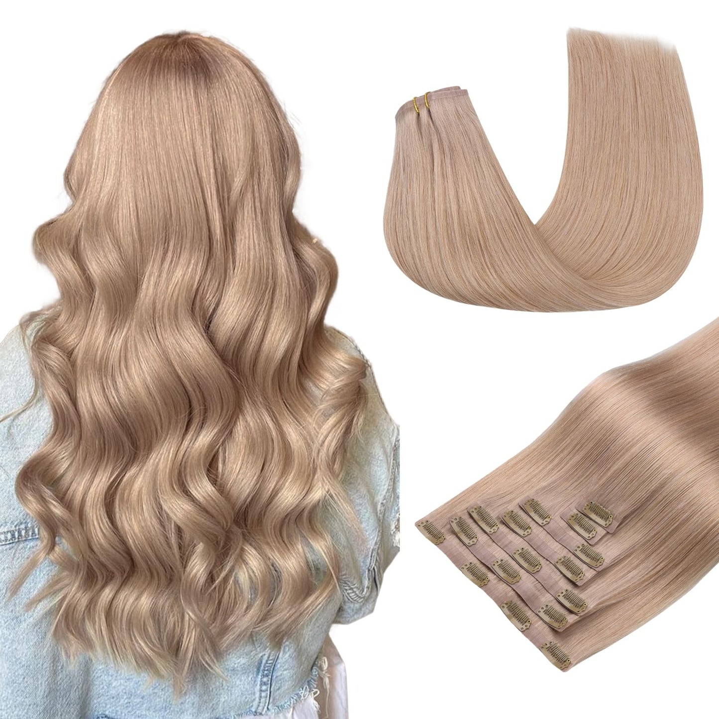 MAXITA Clip in Hair Extensions Real Human Hair - 16 Inch 110g 7pcs Dark Brown Seamless Invisible Weft Straight Natural Hair Exte