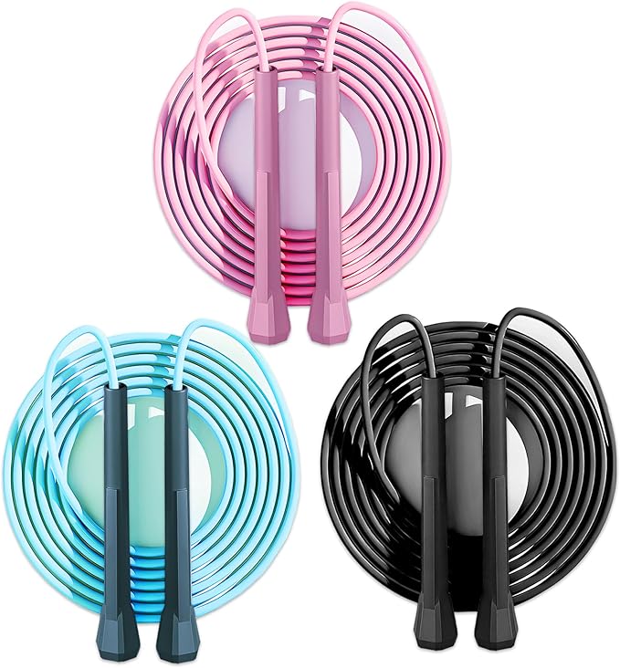 GSMIEY Jump Rope - for Fitness Training, Weight Loss, Cardio, and Crossfit Workouts - Lightweight PVC Skipping Rope for Ho...