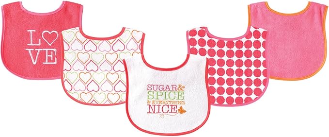 Luvable Friends Baby Cotton Terry Drooler Bibs with PEVA Back, Transportation, One Size