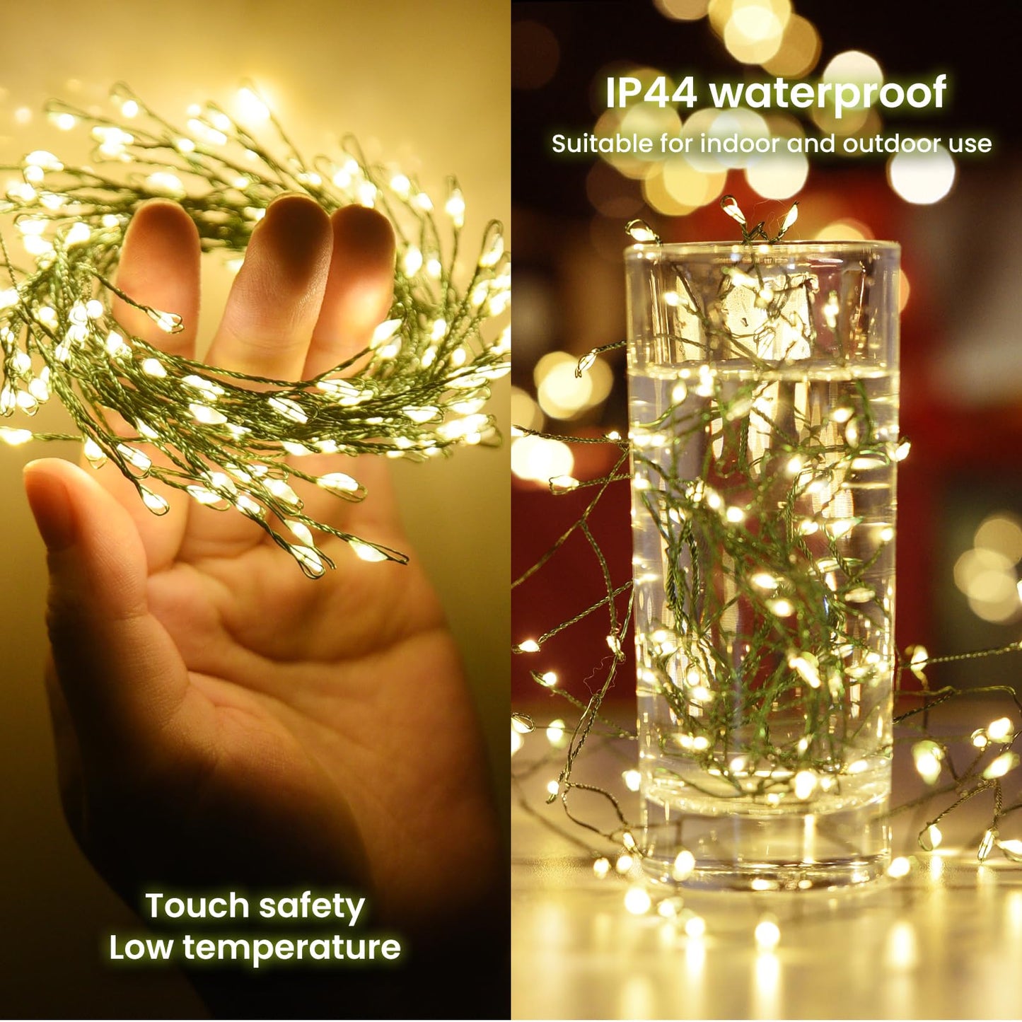 Dailyart 6Ft 120 Led Green Copper Wire Fairy Lights - Waterproof Battery Operated String Lights For Garden, Wedding, Party, Xmas