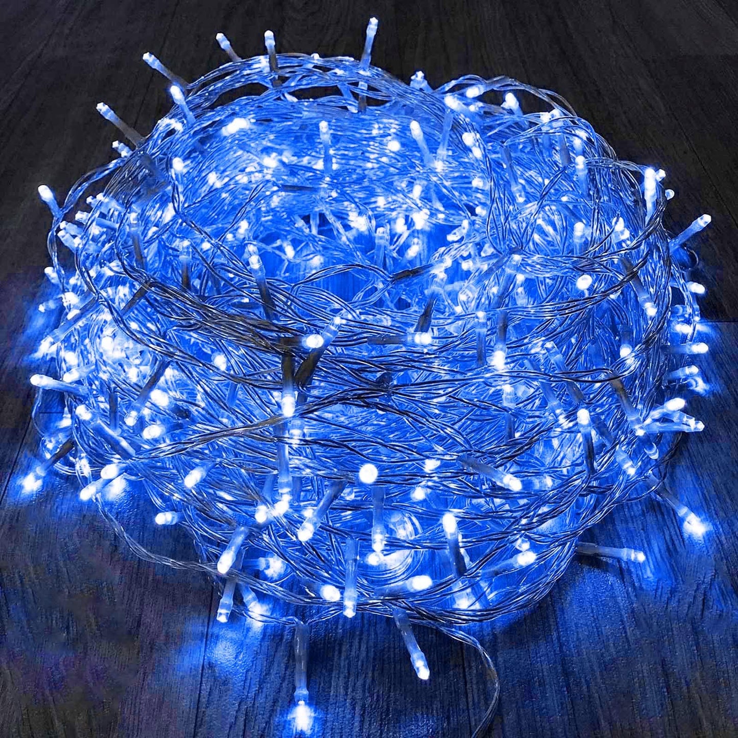 KAQ 240LED Blue Connectable String Lights, Clear Wire, Indoor/Outdoor, Model GP-SW290DC0209-IP44, Timer, Twinkle Fairy Light