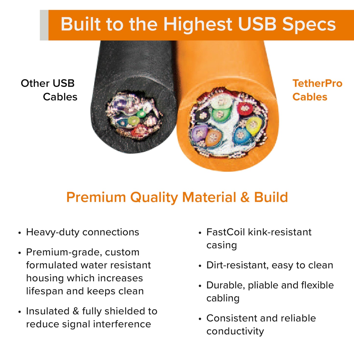 Tether Tools Tetherpro Usb 2.0 To Usb Micro-B 5-Pin Cable | For Fast Transfer Between Camera And Computer | High Visibility Oran