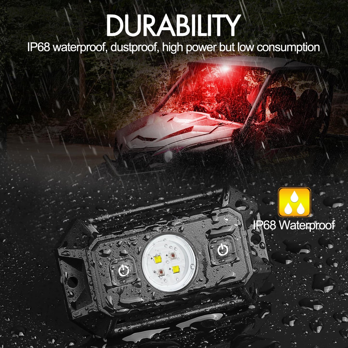 Utv Interior Dome Lights 12V Wired  Rfroad Lighting Led Dome Lights Universal Roll Bar Mount Led Light Utility Roll Cage Light For Utv Atv Rzr Can-Am Truck Golf Cart Sxs Cab - White/Red 2 Pack