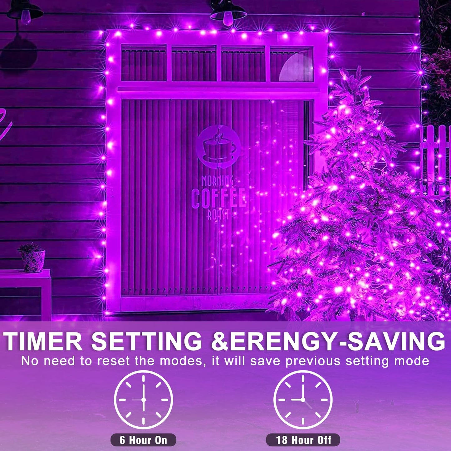 Einiiya 120 Led Purple Halloween Lights  40 Ft Christmas Lights Indoor Outdoor 8 Modes Plug In Waterproof Fairy String Lights For Tree Christmas Halloween Thanksgiving Decorations