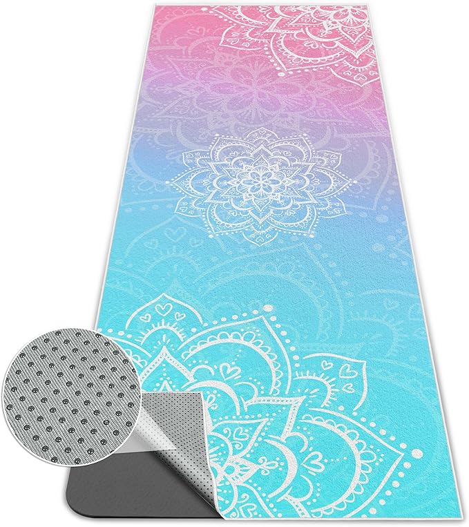 alissgorat Yoga Towel,Absorbent Yoga Mat Towel for Hot Yoga Non Slip,Stylish Prints,Ideal for Workouts,Hot Yoga,Bikram,Pil...