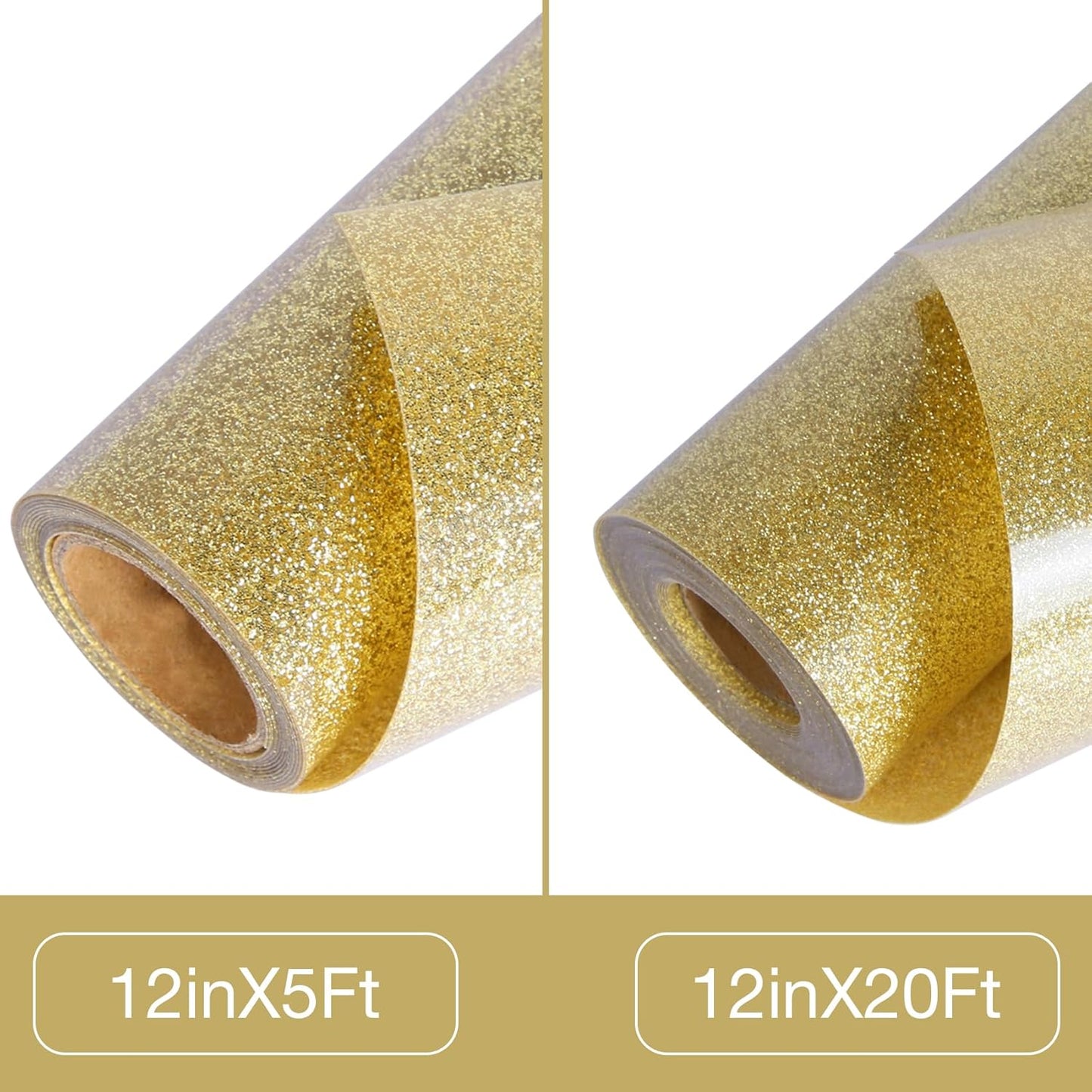 TORC Champagne Glitter HTV Heat Transfer Vinyl Roll 12 inch x 5 ft Iron on Vinyl for T Shirts Crafts