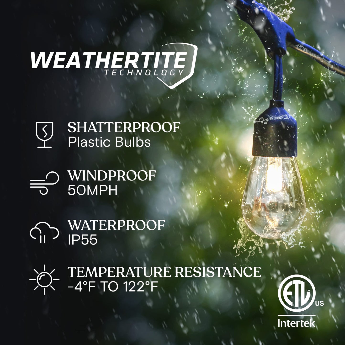 Brightech Ambience Pro String Lights - 27 Ft, Commercial Grade, Waterproof, 12 Shatterproof LED Edison Bulbs, Soft White (3000K)