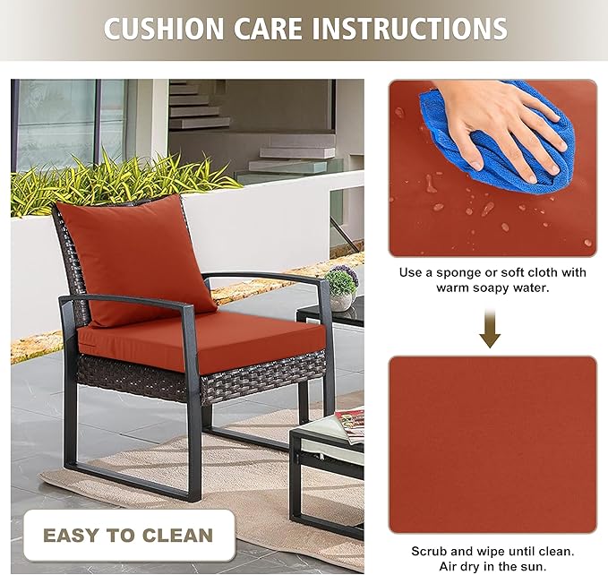 Outdoor Chair Cushions, Waterproof Outdoor Cushions for Patio Furniture w/Fade-Resistant, Removable & Machine-Washable Covers, 19x19 Inch, Ideal for Seat in Gardens/Porch – Set of 1/2/4, Rust
