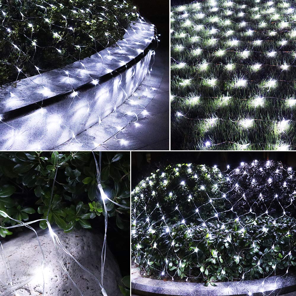 Vicila Led Net Lights Mesh Lights  240Led Timer Tree Warp Fairy Lights Outdoor Hanging String Light For Christmas  Halloween  Garden  Walkway  Bushes Decor-9.8Ft X 6.6Ft(White)
