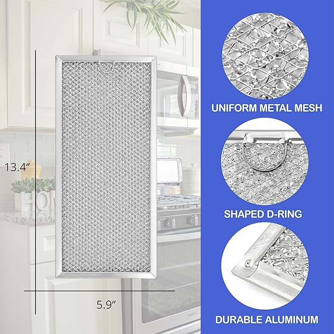Nispira WB06X10596 Microwave Replacement Grease Filter 13.4" x 5.9" Compatible with GE Whirlpool Maytag Microwave Range Hood WB06X10596, 8 Packs