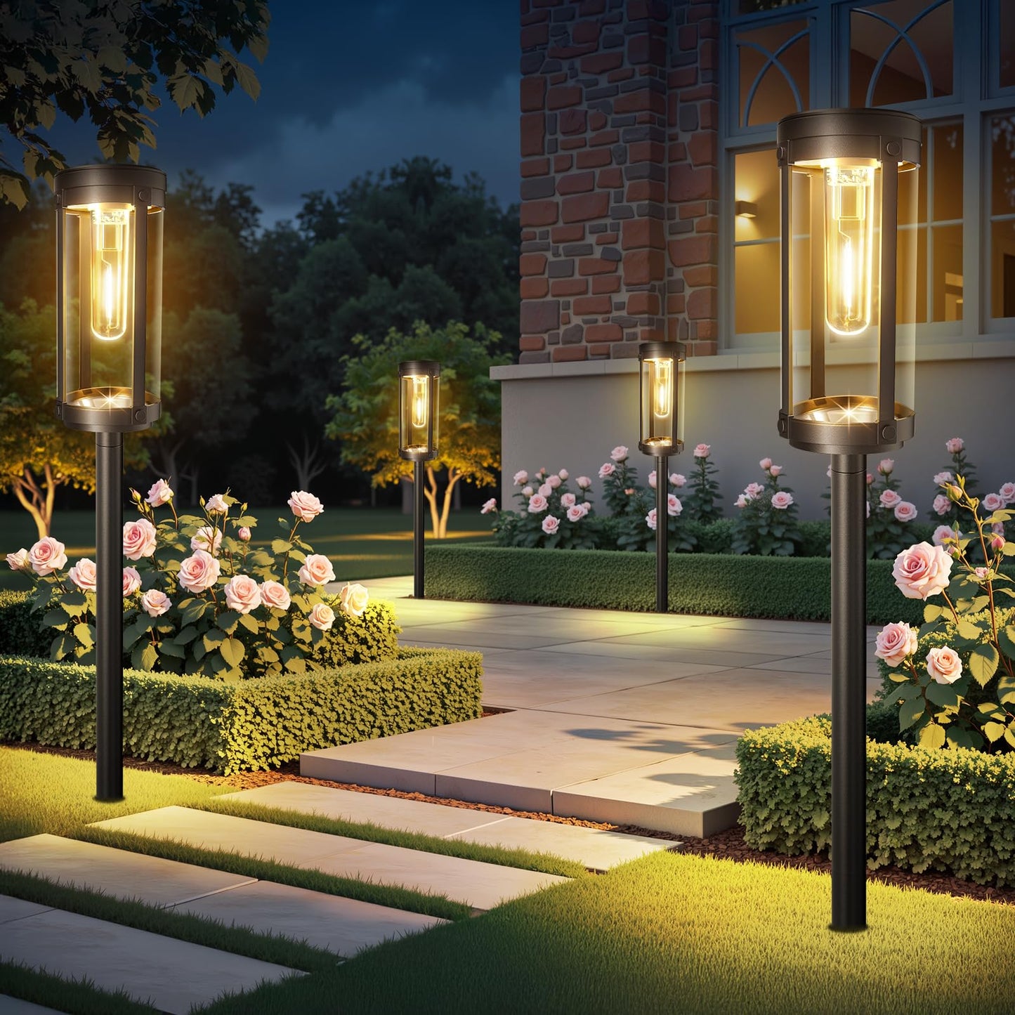 Bright Solar Pathway Lights Outdoor  2 Pack Upgraded Solar Powered Garden Lights Waterproof  Auto On/Off Solar Yard Light For Lawn Patio Walkway Driveway Landscape Lighting Decor (Warm White  2 Pack)