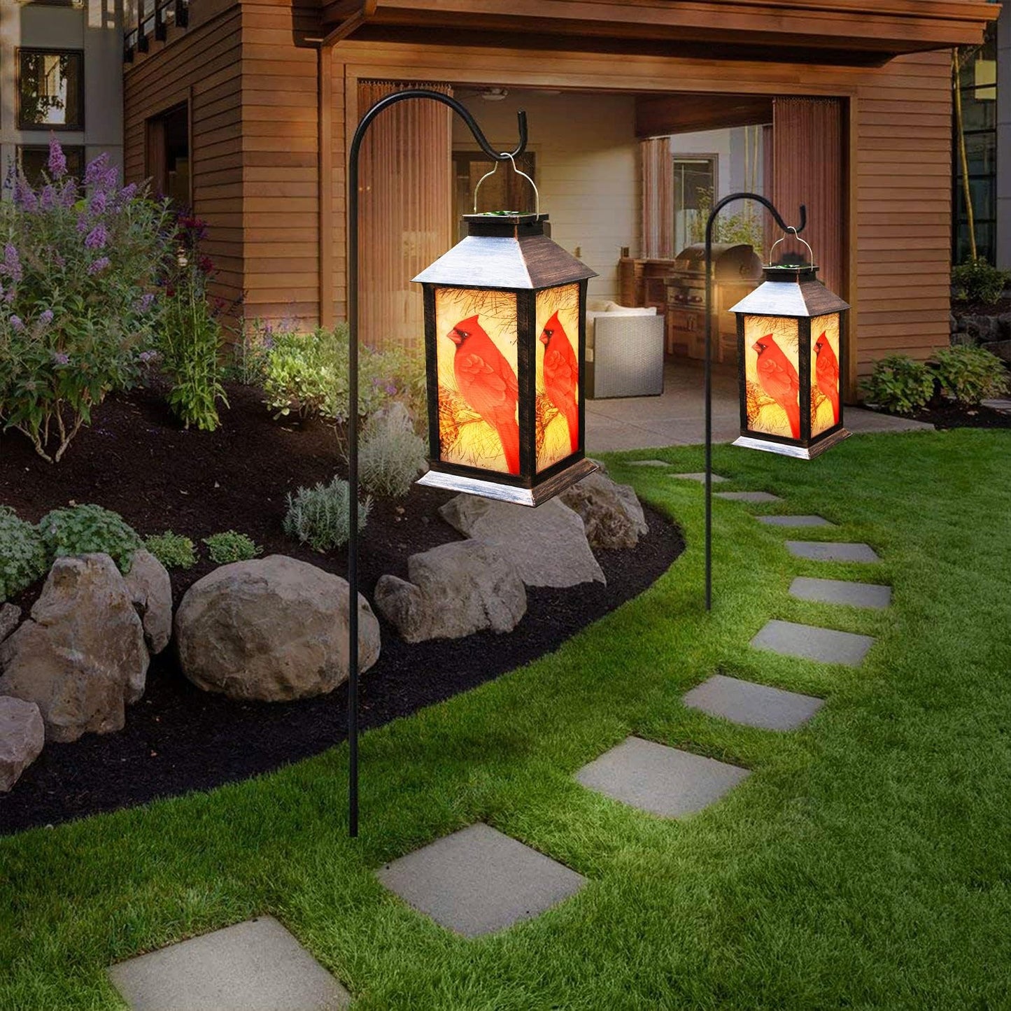 Solar Lanterns, Outdoor Hanging Lanterns Waterproof LED Solar Cardinal Lights Tabletop Lamp for Outdoor Patio Garden as Gifts for Mom Grandma Women