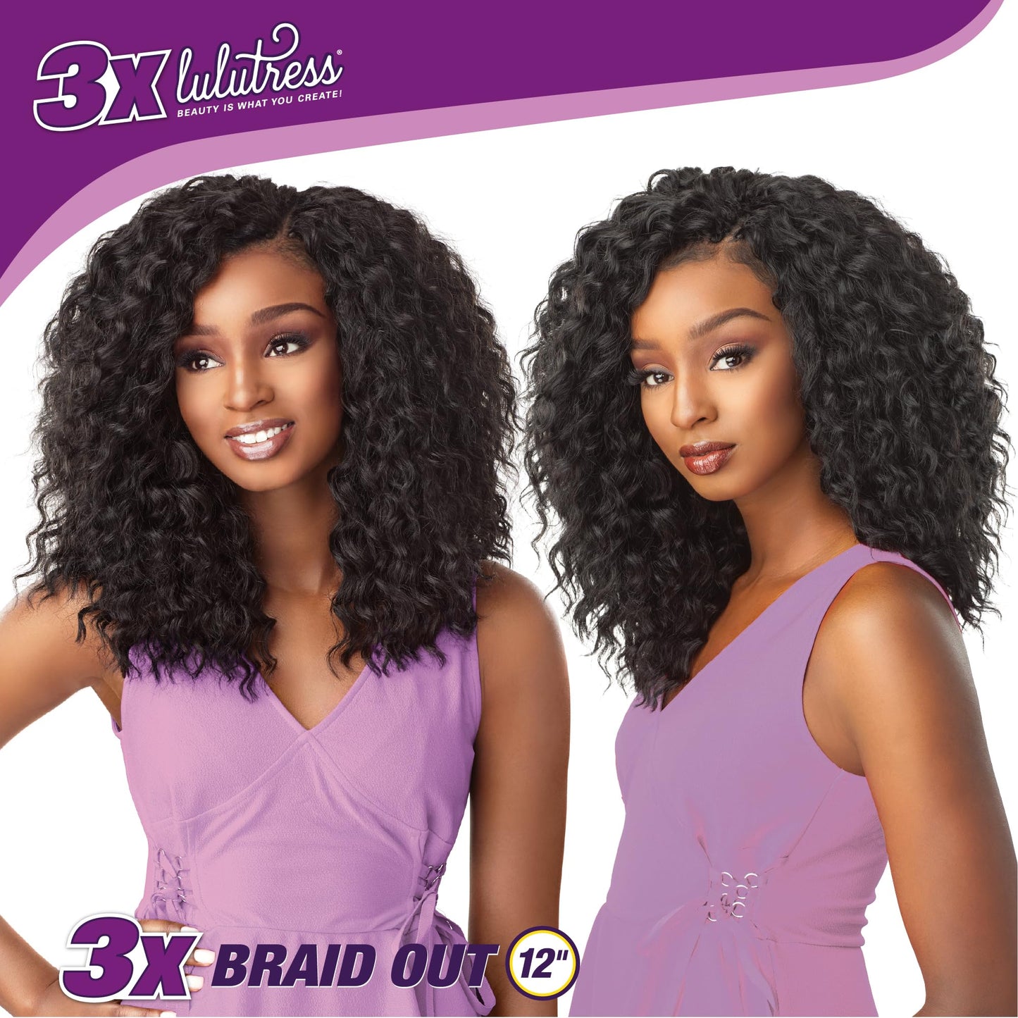 Sensationnel Lulutress crochet braiding hair - 3x braid out 12 inch pre made diy all kanekalon synthetic locs twists (1B OFFBLAC