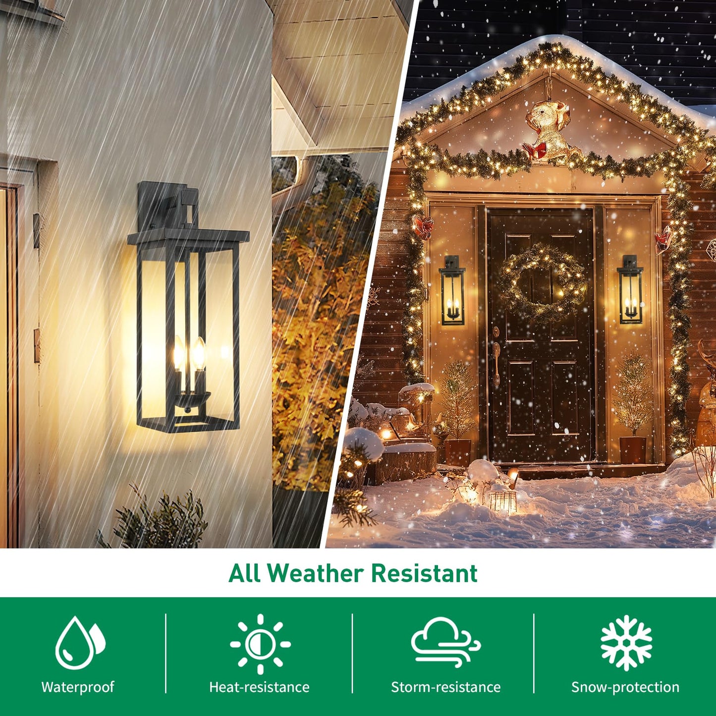 Zsmaiku 22 Inch Large Black Outdoor Wall Lights Exterior Lighting Fixtures Outside Lights For House Front Porch Light Waterproof Outdoor Wall Sconce Light Carriage Exterior Lights E12 Base*2