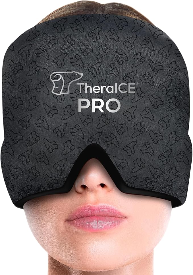 TheraICE Migraine Relief Cap PRO, Headache Relief Cap, Ice Face Mask, Cold Compress Head Wrap for Tension Headache Relief,...