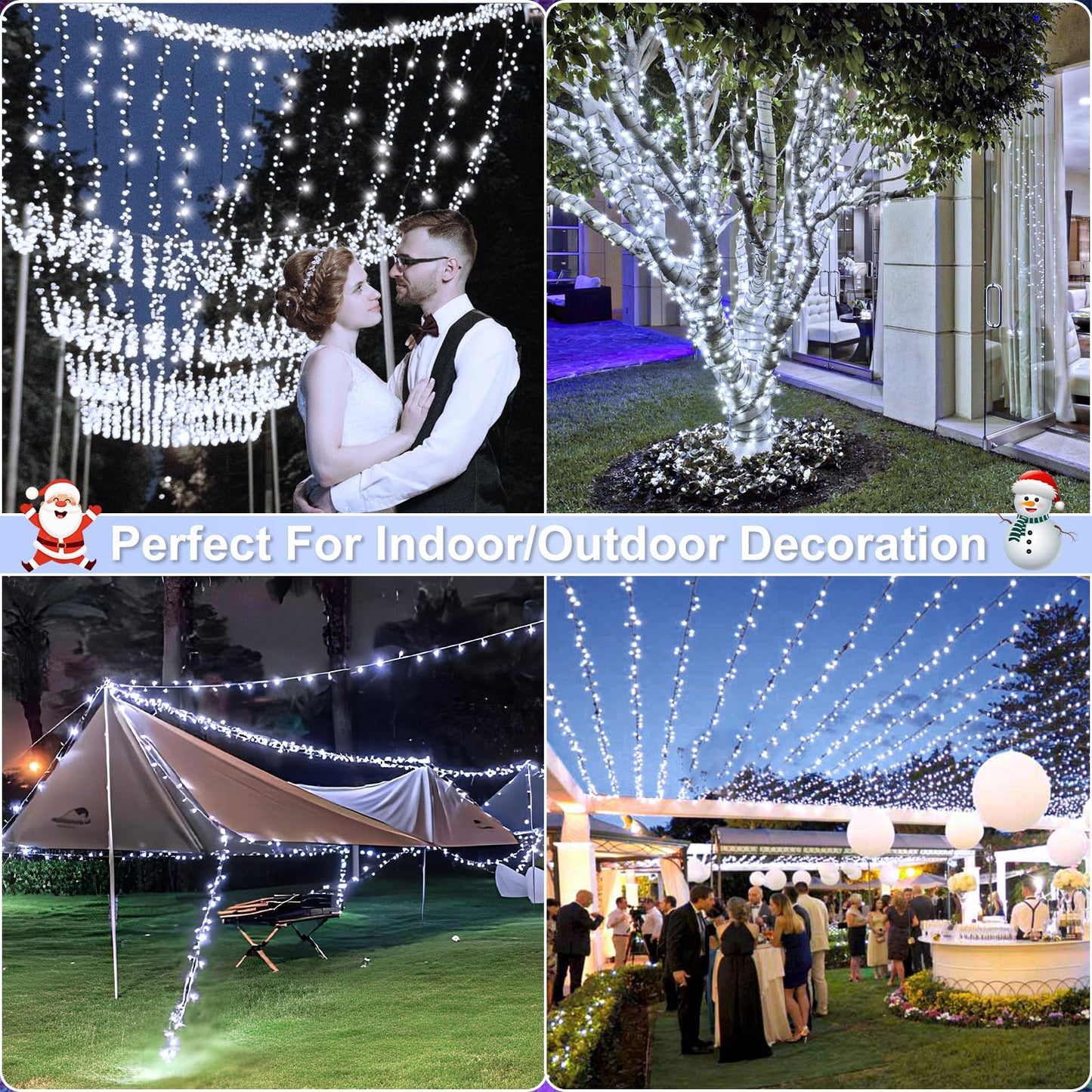 Nielfoi 328Ft 1000 Led Christmas Lights  Plug In White Christmas Tree Lights Outdoor With Timer And 8 Modes  Green Wire Waterproof String Lights For Indoor Yard Patio Xmas Holiday Decorations