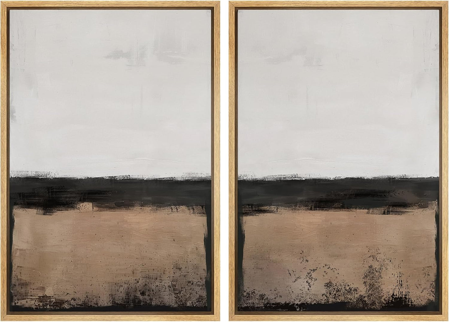 SIGNWIN Framed Canvas Print Wall Art Abstract Landscape Neutral Tones with Horizon Line Illustrations Modern Art Decorative Contemporary for Living Room, Bedroom, Office - 16"x24"x2 Natural