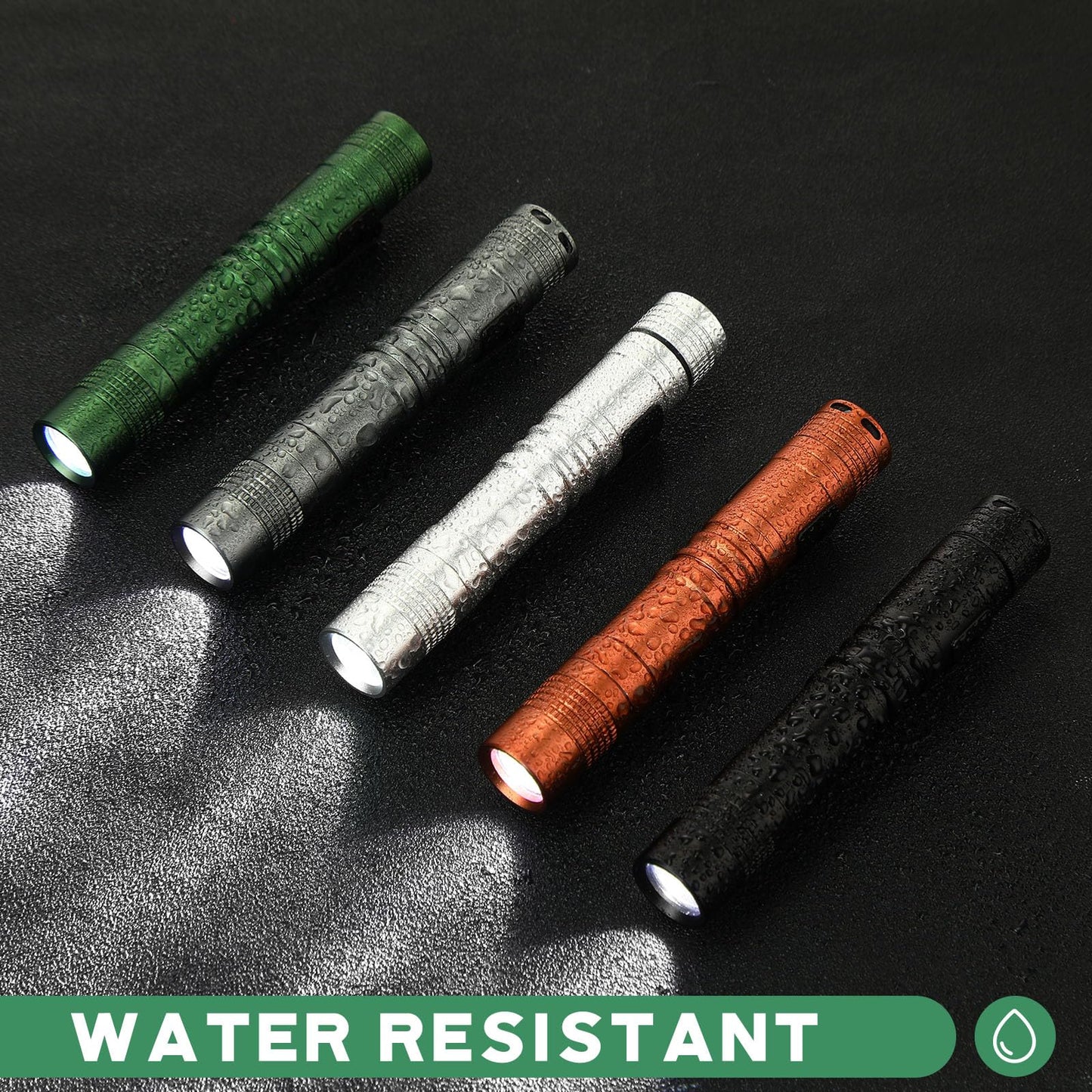 Hortsun Mini Pen Light Flashlights, 3.54 Inch, 20 Pcs, LED Pocket Torches, Color Options: Black, Green, Brown, Silver White, Gray