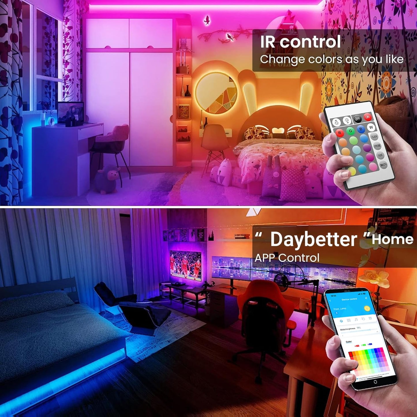 Tjoy 200Ft Smart Led Strip Lights, Rgb Color Changing, Music Sync, App & Remote Control, Alexa Compatible, Model Ta2W1502415-4