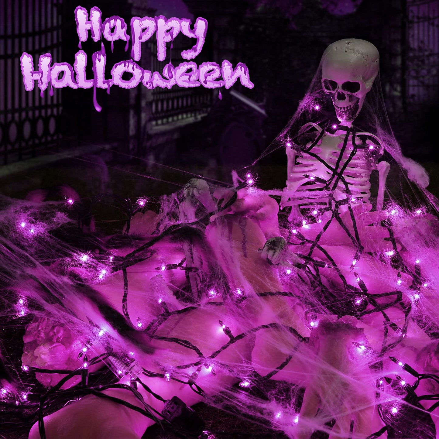 Toodour Halloween String Lights, 27Ft 100 Count, Purple Incandescent Mini Bulbs, Ul Certified For Home & Garden Decor