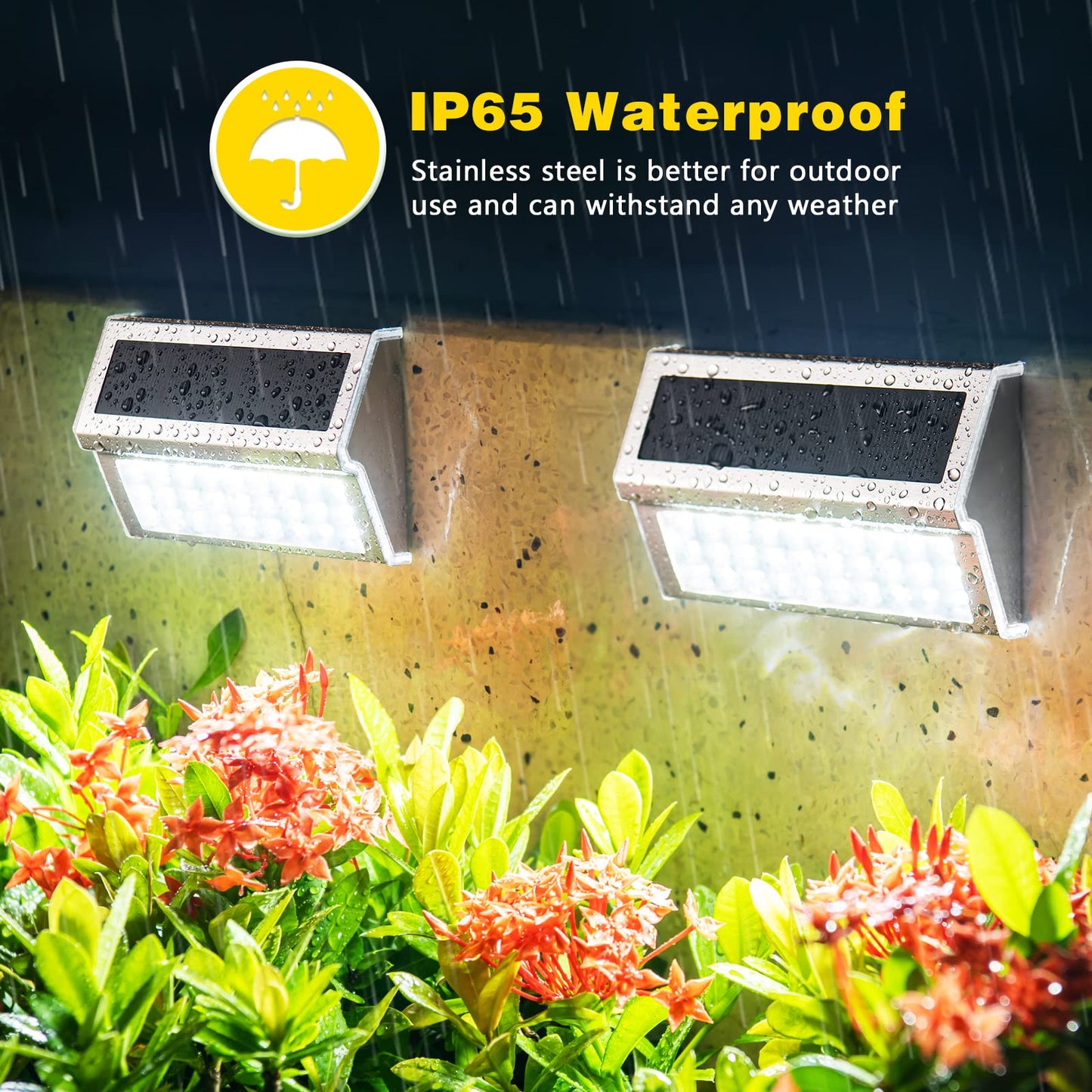 ROSHWEY Solar Deck Lights - 6 Pack, 30 LED, Waterproof, Cool White Light for Outdoor Stair, Fence, Patio, Step, Pool, Yard, Walkway
