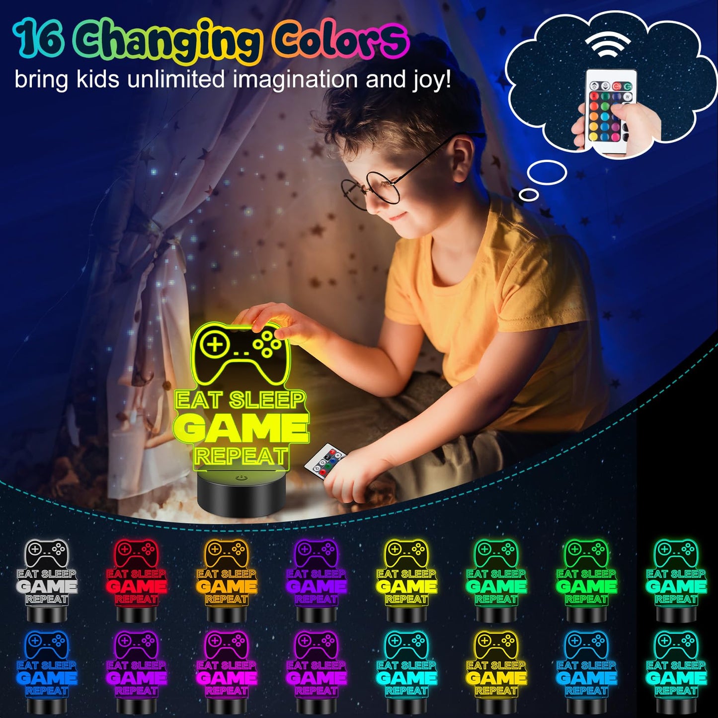 Linkax 3D Illusion Night Light & Soccer Gift For Teens  Boys & Kids - 8 To 12 Year Olds - Football Accessories & Room Decor (Gaming)