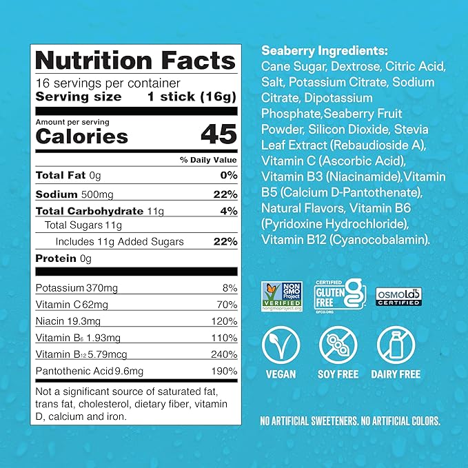 Liquid I.V.® Hydration Multiplier - Seaberry | Electrolyte Powder Drink Mix | 1 Pack (16 Servings)