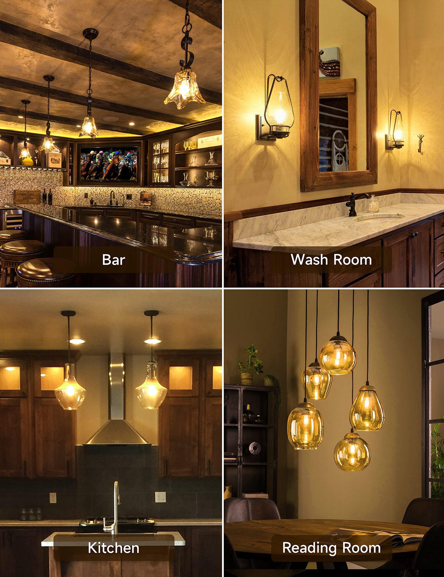 Unilamp Edison Bulbs 40W Vintage A19 Incandescent Light Bulbs, Warm White 2700K, E26 Dimmable, 4 Pack