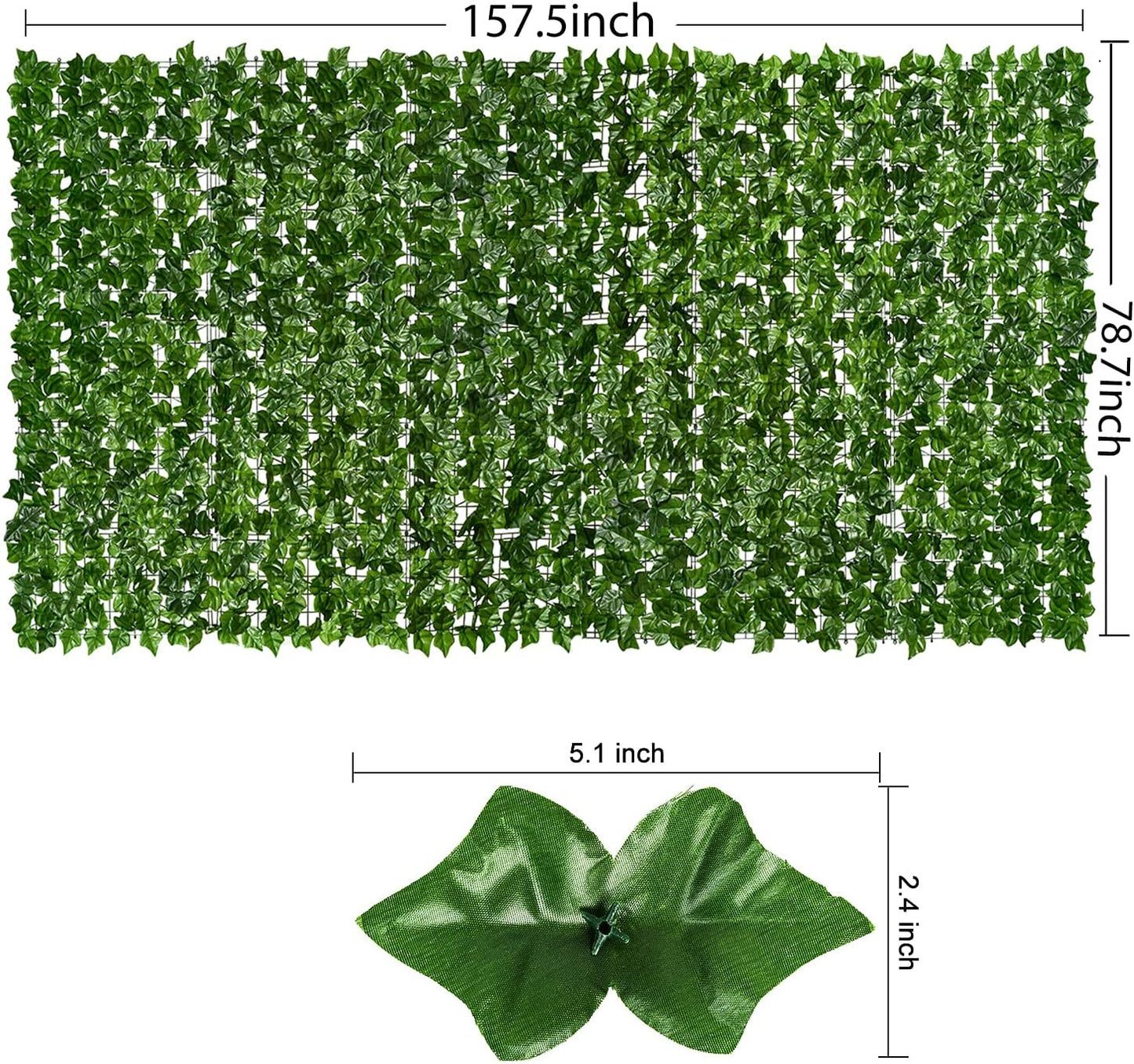 DearHouse Artificial Ivy Privacy Fence, 157.5x78.7inch Artificial Hedges Fence and Faux Ivy Leaf Decoration for Outdoor Decor, Home, Garden Decor