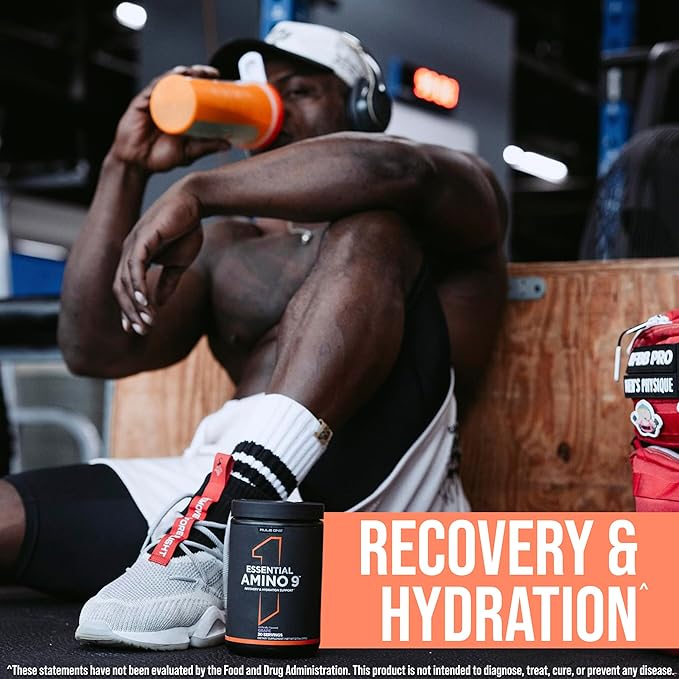 Rule 1 Essential Amino 9 – Recovery & Hydration Support with 7.5g of Essential Amino Acids + Electrolytes (30 Servings, Rainbow Candy)