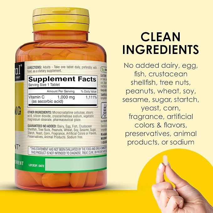MASON NATURAL Vitamin C 1,000 mg, 300 Day Supply, Supports Healthy Immune System, Antioxidant and Essential Nutrient, 3 Pack
