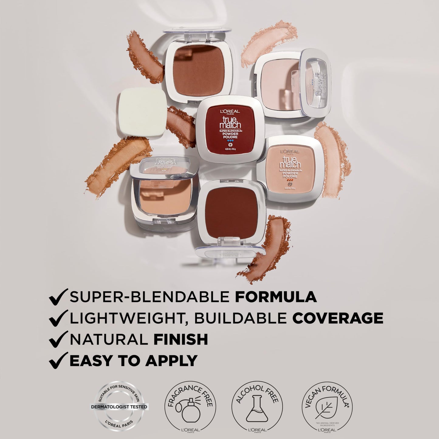 L'Oreal Paris True Match Super Blendable Oil Free Powder Foundation, C12 Deep, 0.33 oz