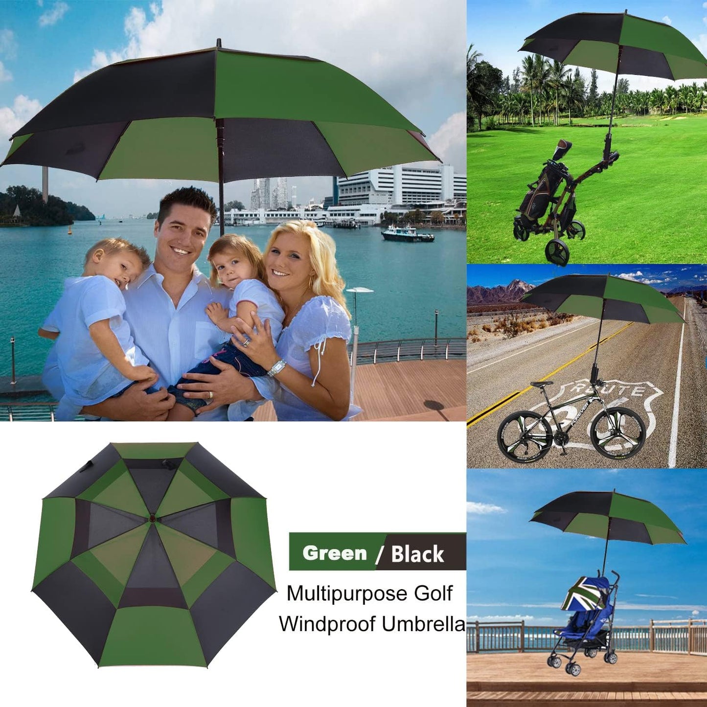 MRTLLOA Extra Large Golf Umbrella, 54/62/68/72 Inch Automatic Open, Oversize Double Canopy Vented Windproof Waterproof Sports Umbrellas for Rain