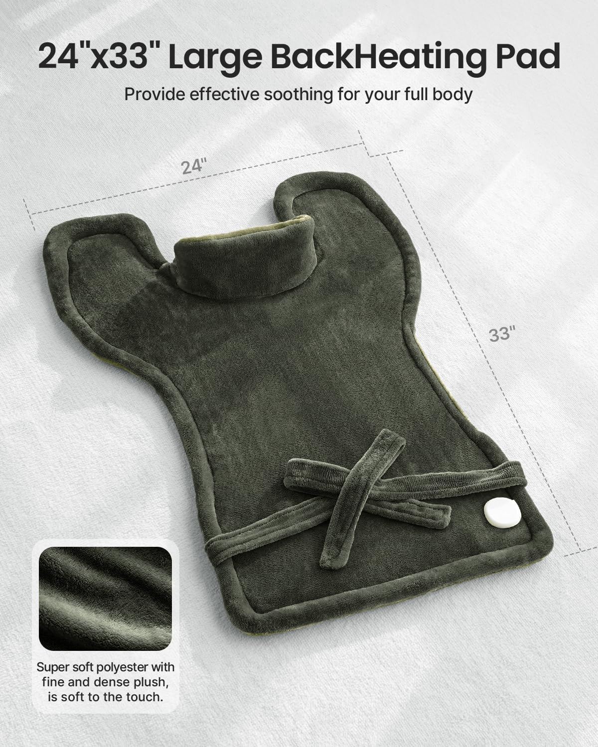 RENPHO Valentines Day & Birthday Gifts for Her Him Women Men, Heating Pad for Back Pain & Period Cramps,FSA Eligible, Weighted Heat Pad for Neck and Shoulders, 24"x33", ETL Certified, Green