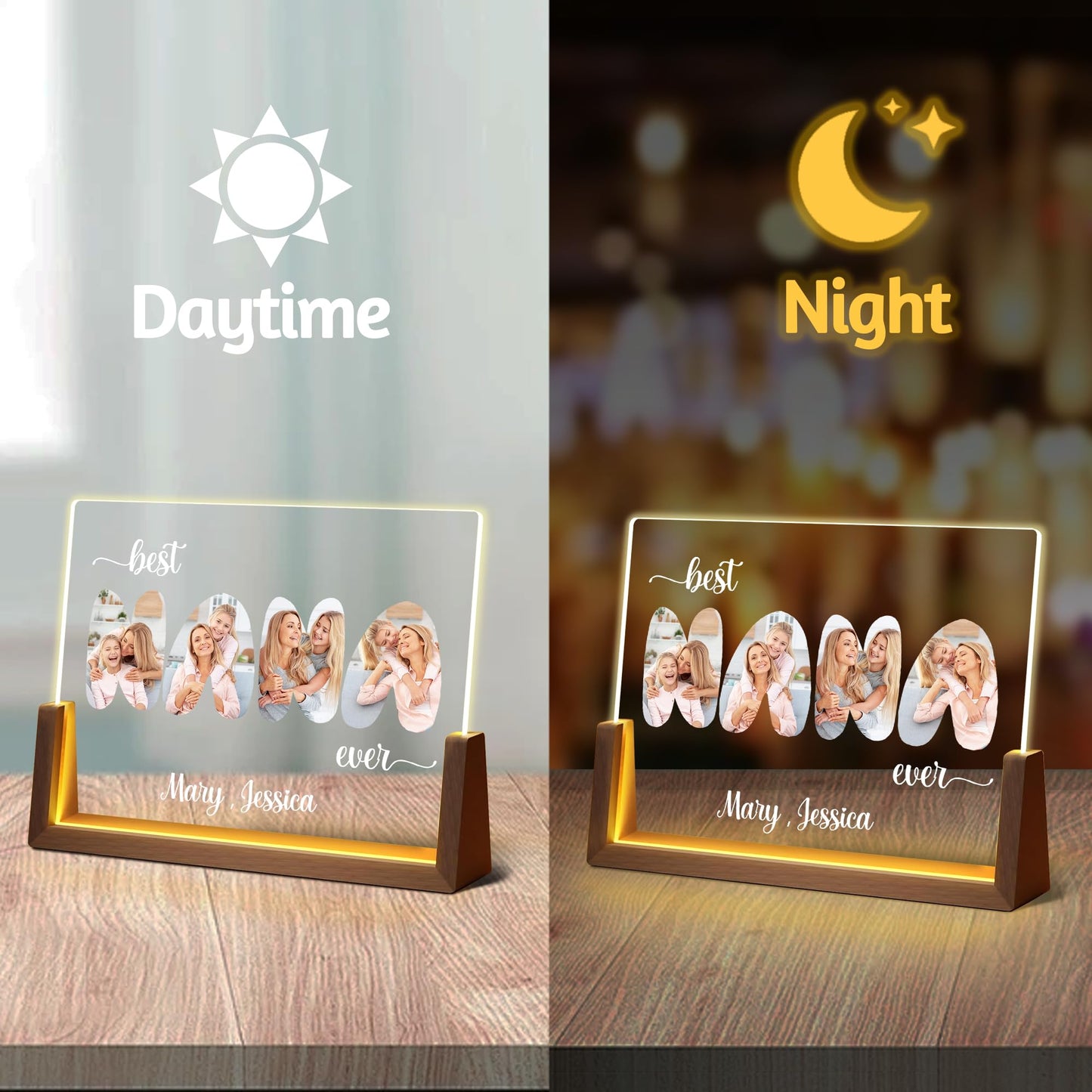 Maiwell Personalized Mothers Day Birthday Gifts For Grandma From Granddaughter Grandson Grandkids  Customized Light Up Photo Frame With Picture Name  Custom Best Nana Ever Christmas Gifts For Women