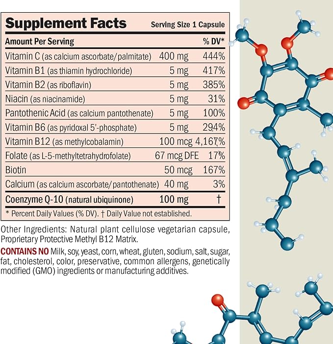 ANDREW LESSMAN Coenzyme Q-10 100 mg 180 Capsules - Essential for Energy Production and Optimum Key Organ Function, Anti-Oxidant Support, Depleted by Aging, Plus B-Complex. Easy to Swallow Capsules