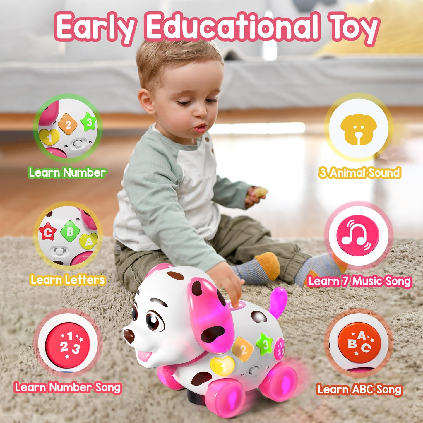 Musical Toys for 1 Year Old Girl Gifts, Baby Toy 6-12-18 Months, First 1st Birthday Girl Boy Gifts for 1 Year Old Boy Toy, Bilingual Learning Educational Puppy for 7 8 9 10 Months Presents