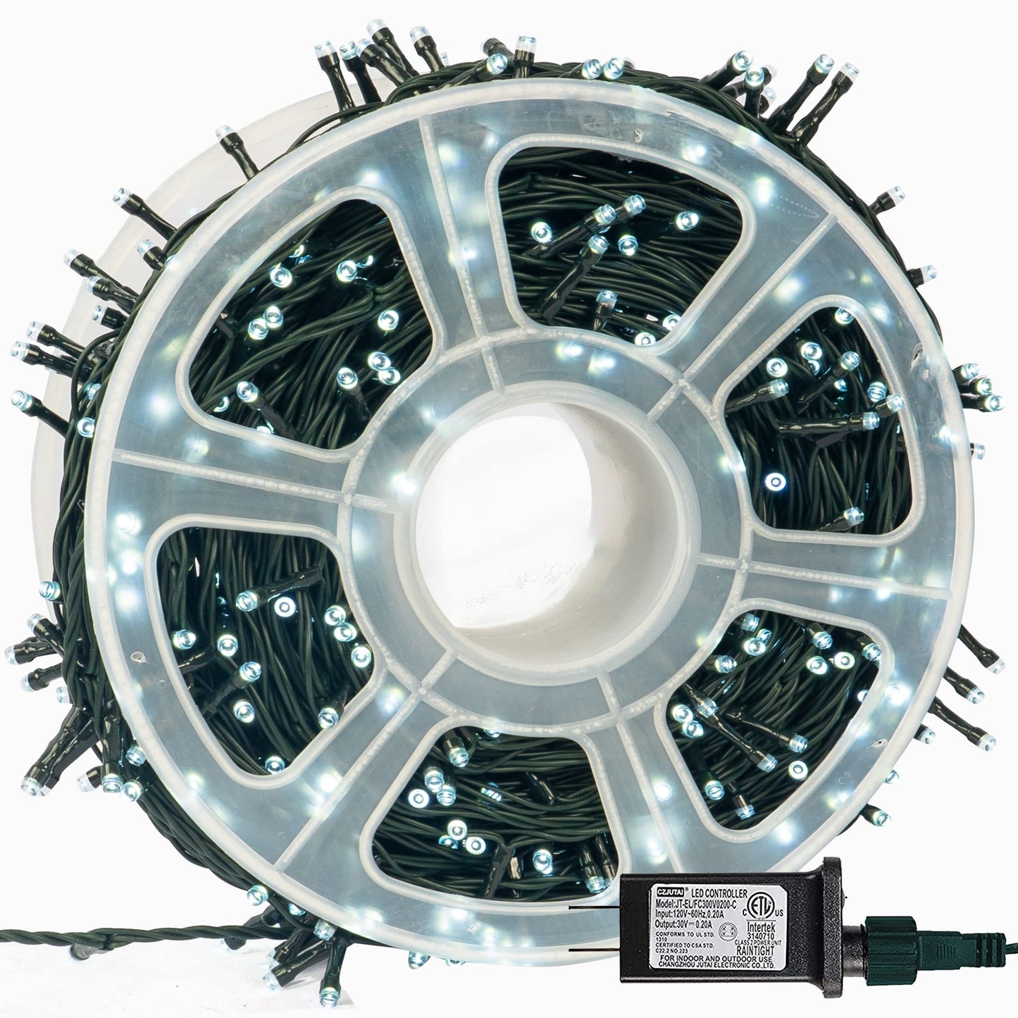 FUNPENY LED Christmas String Lights, 500 LED, 164FT, 8 Modes, Waterproof, Green Wire, White